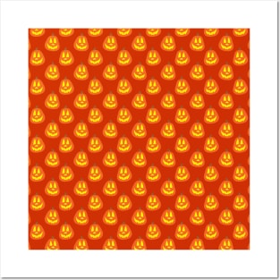 Happy Jack O Lantern Orange Pattern Posters and Art